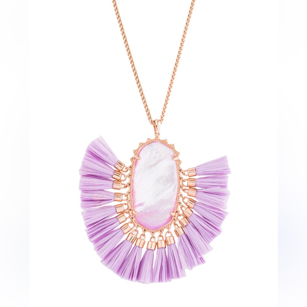 Kendra Scott Betsy Tassel Pendant lilac adjustable necklace rose‎ gold NWT